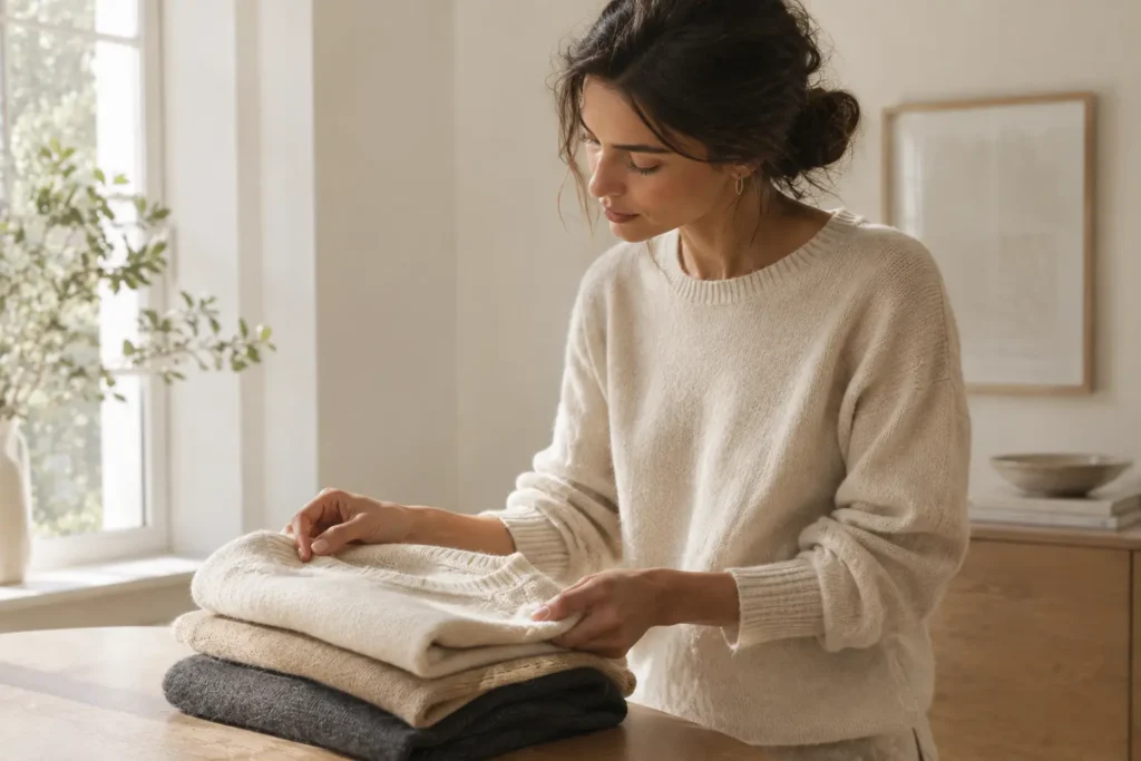 Nachhaltige Kleidungsstücke aus Bio-Baumwolle für eine Capsule Wardrobe