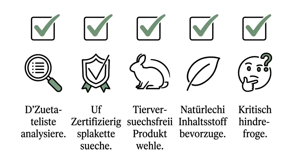Checkliste beim Kauf veganer Kosmetik: Label und Inhaltsstoffliste prüfen